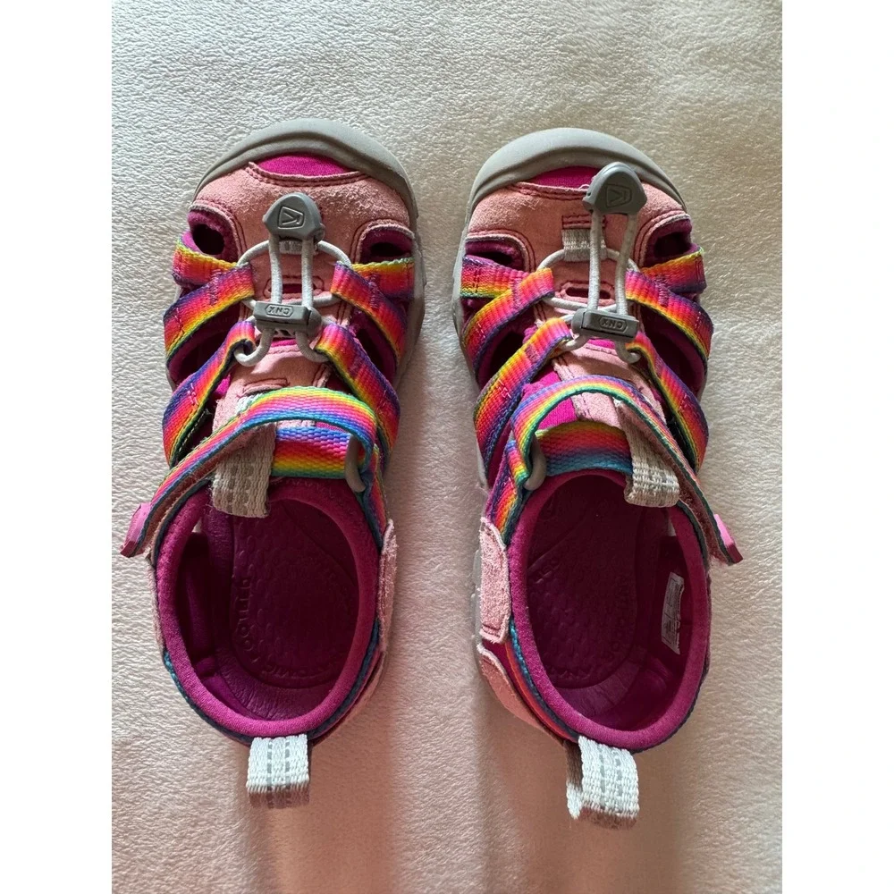Keen Seacamp II CNX Kids Pink Rainbow Sport Sandals Water Shoes Size 11